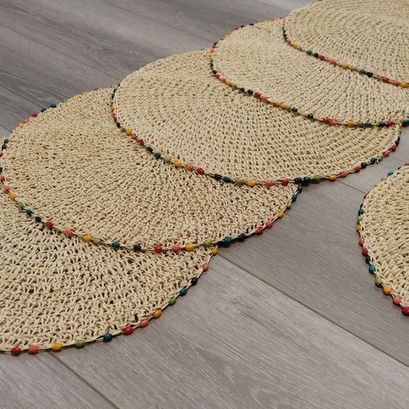 Handmade Woven Placemats with Colorful Trim - Picture 4 of 9